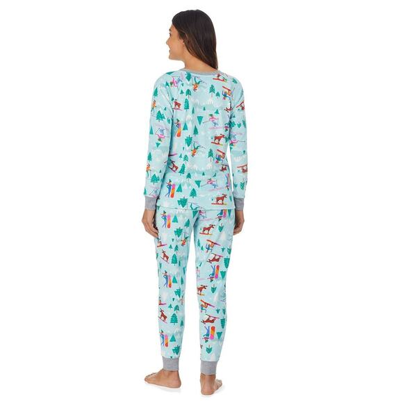 Cuddl Duds Velour Pajama Lounge Set Top & Pants Soft White Gray Plaid Pockets L - Picture 4 of 6